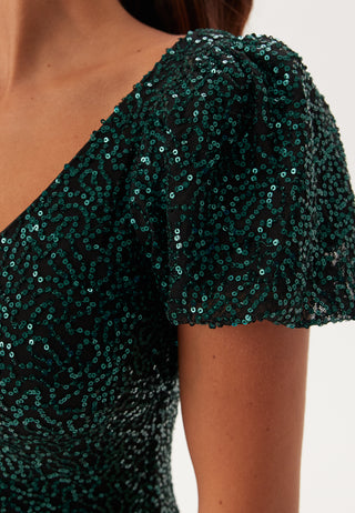 Sequin Tiered Hem Maxi Dress