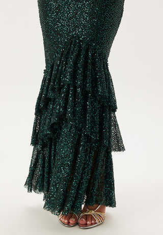 Sequin Tiered Hem Maxi Dress