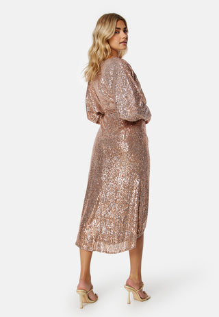 Sequin Wrap Midi Dress