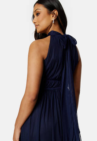 Tie Neck Maxi Dress With Split