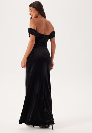 Velvet Bardot Corset Maxi Dres