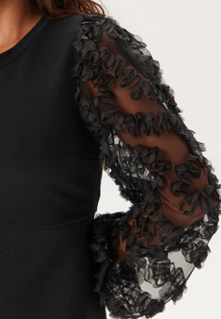 3D Floral Sleeve Short Dress