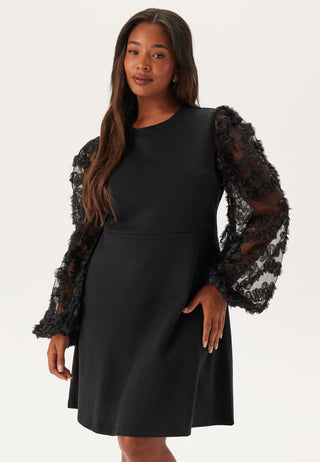 3D Floral Sleeve Short Dress