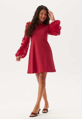 3D Floral Sleeve Short Dress