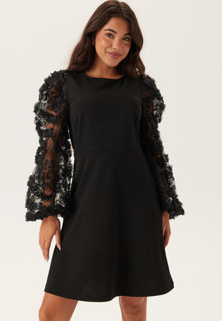 3D Floral Sleeve Short Dress