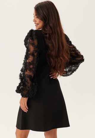 3D Floral Sleeve Short Dress