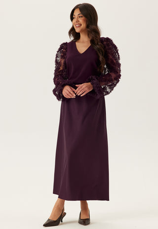 3D Floral Sleeve V-neck Top