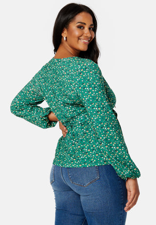 Amanda puff sleeve wrap top