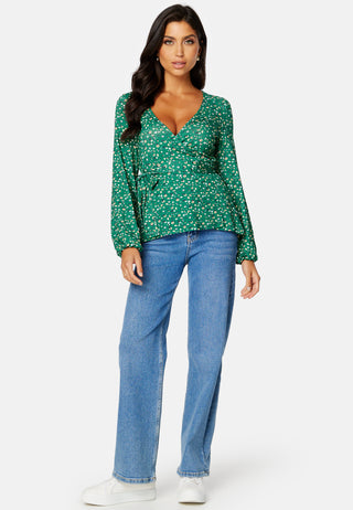 Amanda puff sleeve wrap top