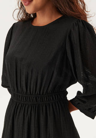 Balloon Sleeve Structured Midi Dress