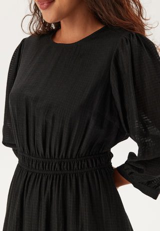 Balloon Sleeve Structured Midi Dress