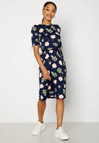Blenda puff sleeve midi dress