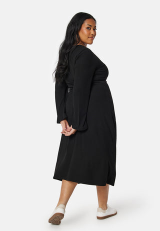 Soft Rib Slit Midi Dress