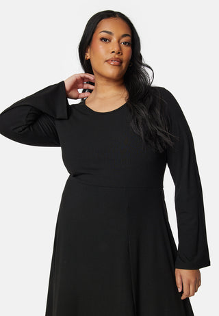 Soft Rib Slit Midi Dress