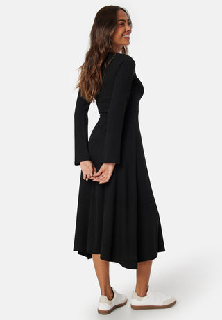 Soft Rib Slit Midi Dress