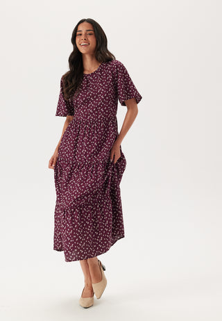 Butterfly Sleeve Viscose Midi Dress