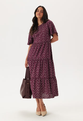 Butterfly Sleeve Viscose Midi Dress
