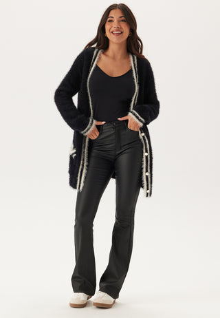 Contrast Fluffy Knitted Cardigan