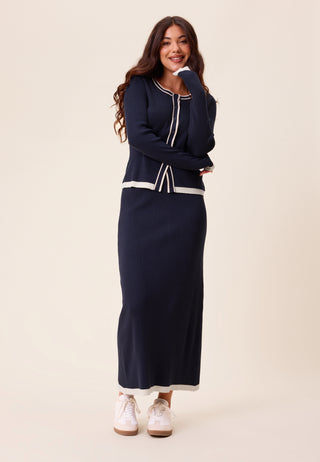 Contrast Knitted Midi Skirt