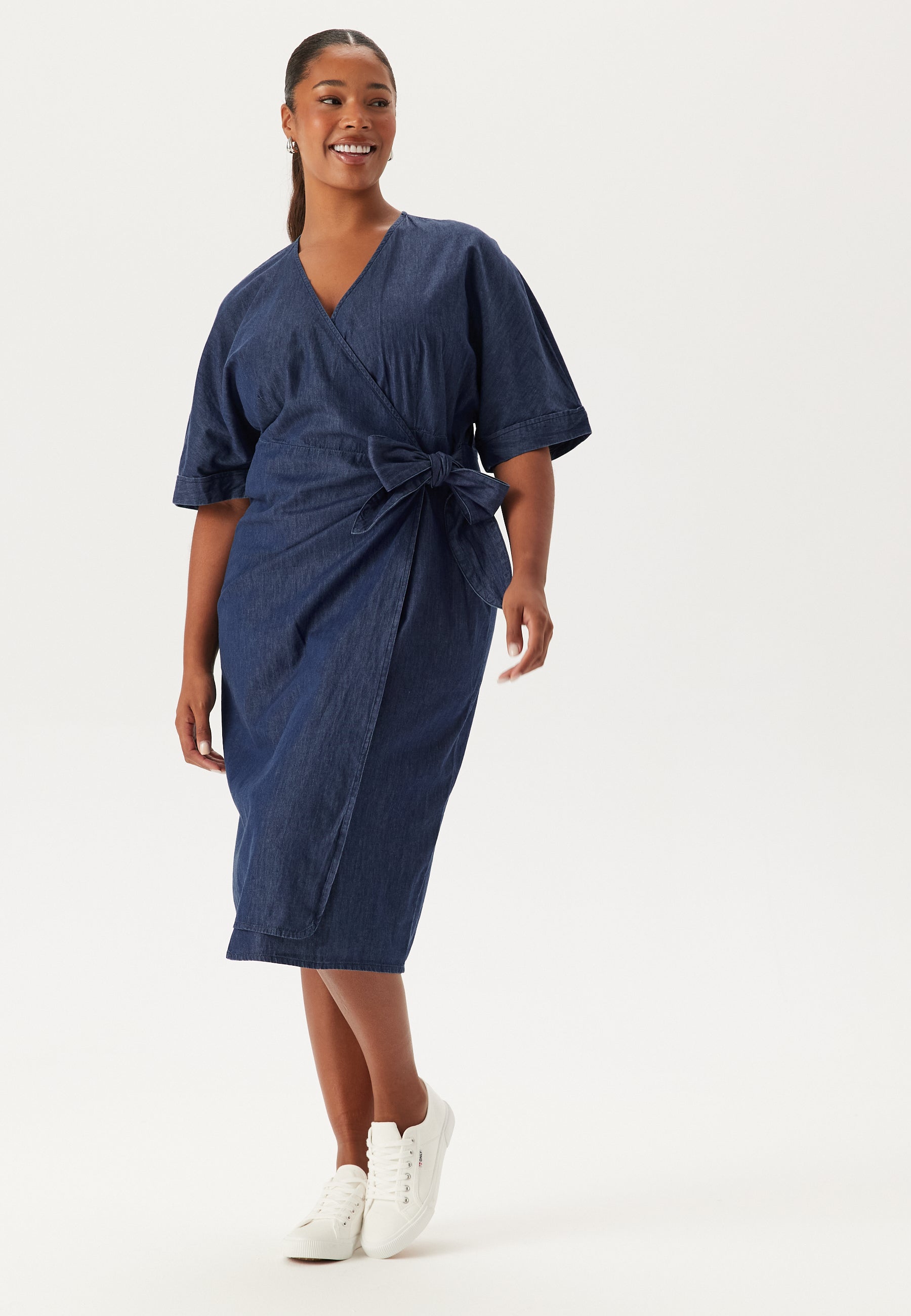 Happy holly Denim Wrap Dress + SIZES Blue Happy holly Denim Wrap Dress + SIZES Blue