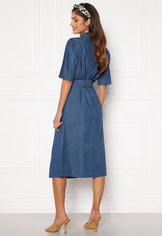 Emma midi puff denim dress