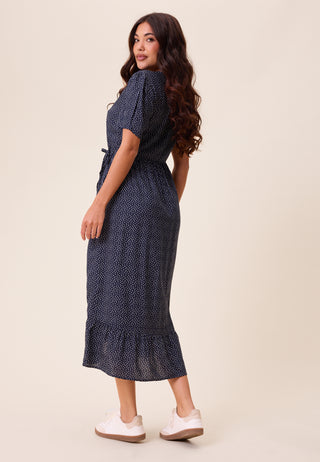 Evie Puff Sleeve Midi Wrap Dress