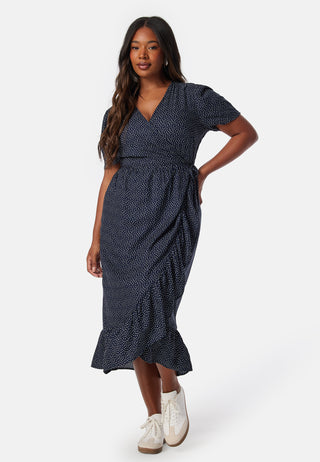 Evie Puff Sleeve Midi Wrap Dress