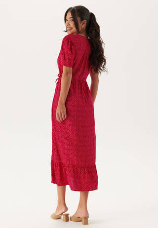Evie Puff Sleeve Midi Wrap Dress