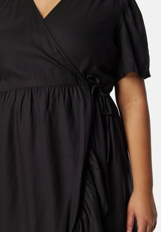 Evie Puff Sleeve Midi Wrap Dress