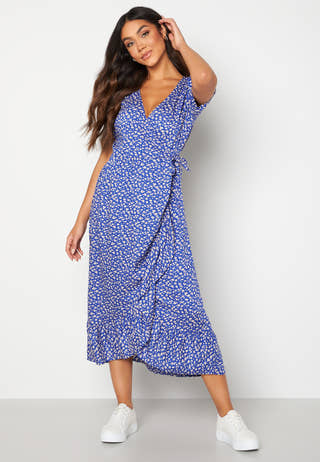 Evie puff sleeve wrap dress