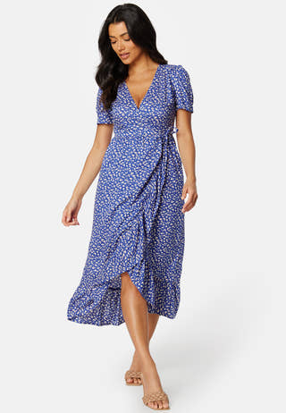 Evie puff sleeve wrap dress