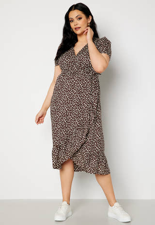 Evie puff sleeve wrap dress