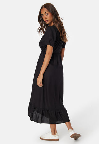 Evie Puff Sleeve Midi Wrap Dress