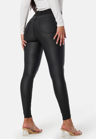 High Waist Push-Up Coated Treggings