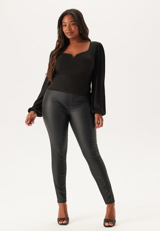 High Waist Push-Up Coated Treggings