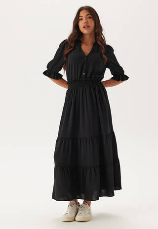 Frill Neck Tiered Maxi Dress