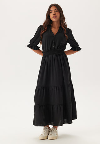 Frill Neck Tiered Maxi Dress