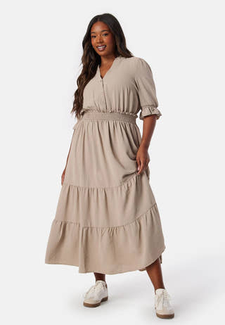 Frill Neck Tiered Maxi Dress