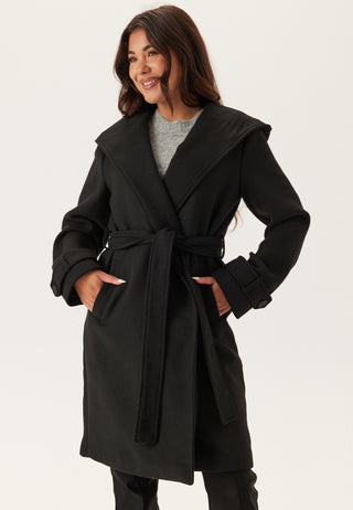 Hooded Wool Mix Coat