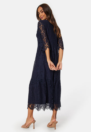 V-neck Lace Midi Dress