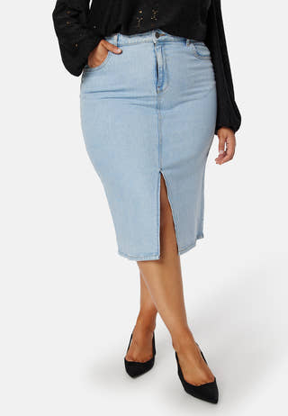 Denim Midi Slit Skirt