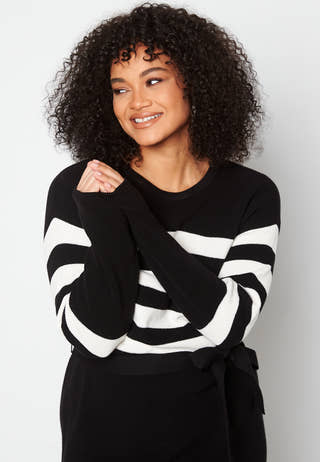 Striped O-neck  Knitted Dress