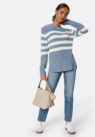 Striped O-neck  Knitted Sweater