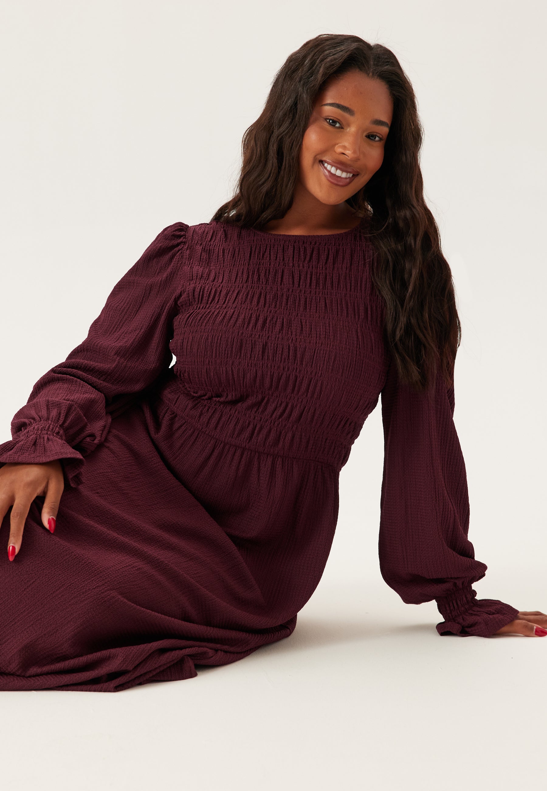 burgundy smock dress Wine Red Smock Mini Dress for Women EverMore