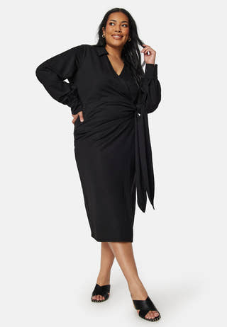 Soft Wrap Midi Shirt Dress