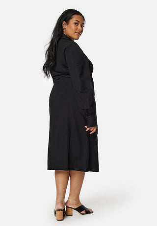 Soft Wrap Midi Shirt Dress