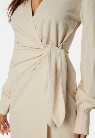 Soft Wrap Midi Shirt Dress