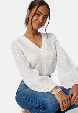 Broderie Anglaise V-Neck Blouse