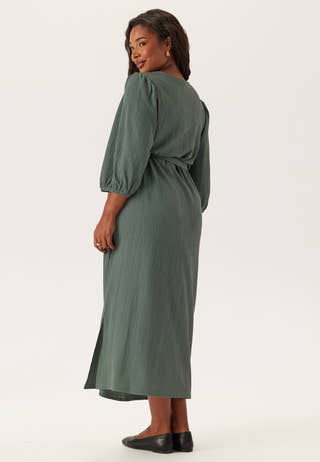 Structured Puff Sleeve Midi Dress