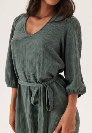 Structured Puff Sleeve Midi Dress